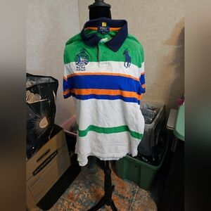 Polo by Ralph Lauren Kids Green and White Striped Shirt